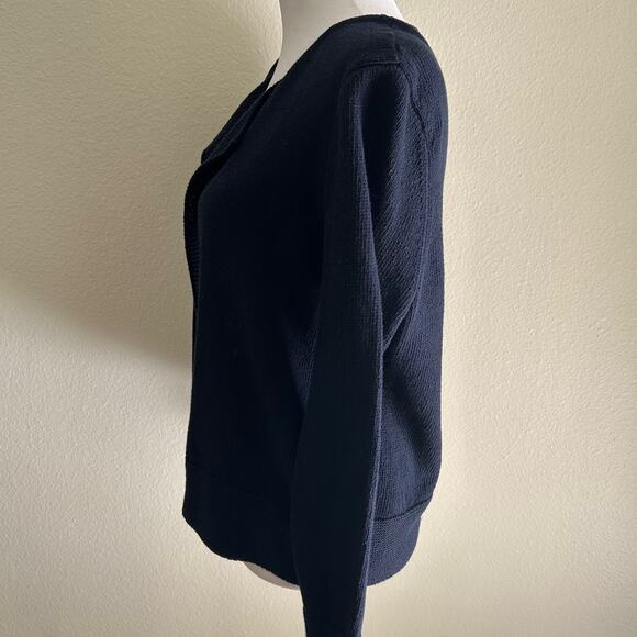 J. McLaughlin Cardigan SZM Open Front Navy Blue Sweater Womens - Picture 3 of 10